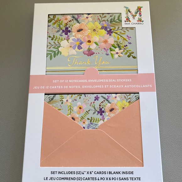 New boutique set of 12 blank Thank you cards with envelopes and seal stickers . - Picture 1 of 3